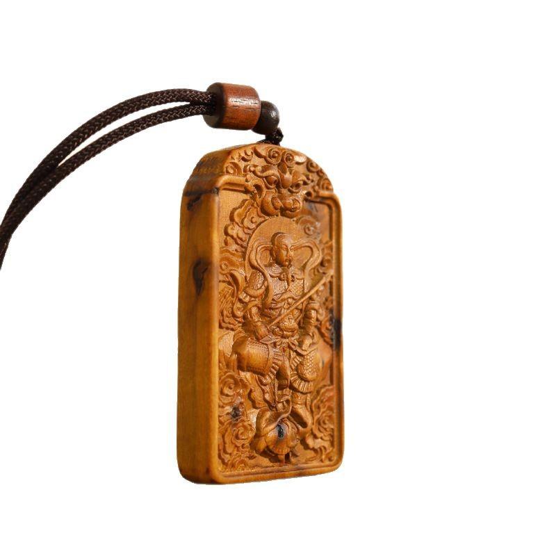 お守り 真武大帝 雷撃 棗木 ペンダント ネックレス 護符 開運 魔除け 厄除け 精彫 天然木 チャーム 中..