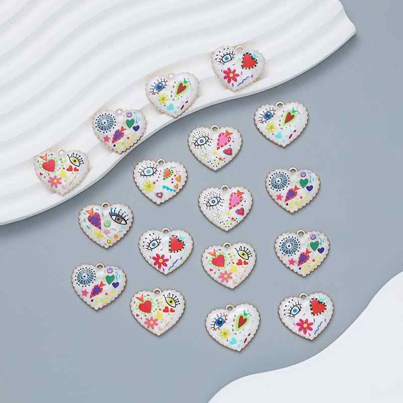 アクセサリーパーツ ハート デイジー スマイル ブルーアイ 合金製 エナメル加工 電気メッキ かわいい ..
