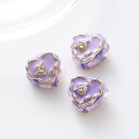 アクセサリーパーツ カラフル ラインストーン ハート ローズ 薔薇 埋め込み ハンドメイド DIY 資材 装飾 樹脂粘土 ソフト陶器 紫 ピンク 緑