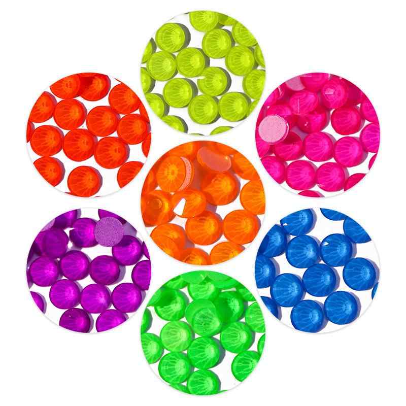 ネイルパーツ 蓄光 蛍光 ネオンカラー クリスタルガラス ラインストーン ラウンド フラットバック 電気..