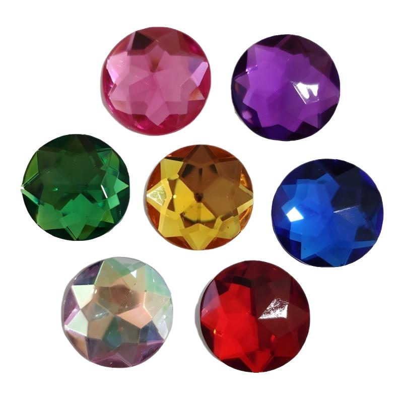 デコレーションパーツ 宝石フラワーモチーフ 円形 ガラスラインストーン 尖底クリスタル ホワイトAB オーロラカラー ブライダル ウェディング ヘアアクセサリー 衣装装飾 DIY ハンドメイド 手芸資材