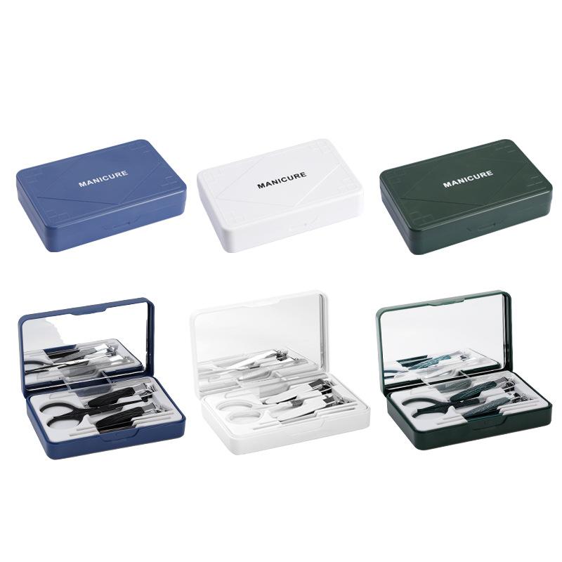 ネイルケア用品 ユニセックス 爪切りセット 6点セット ステンレス製 飛び散り防止 高級感 斜め刃 平刃 爪やすり ネイルファイル 収納ケース付き 携帯用 ダー...