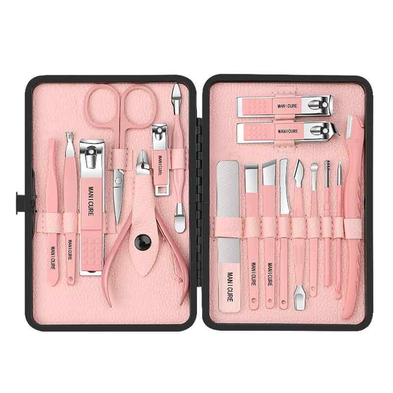 爪切りセット ステンレス製 18点セット ネイルケア 爪やすり 甘皮カッター 爪磨き ネイルツール 家庭用 普段使い セルフネイル用品