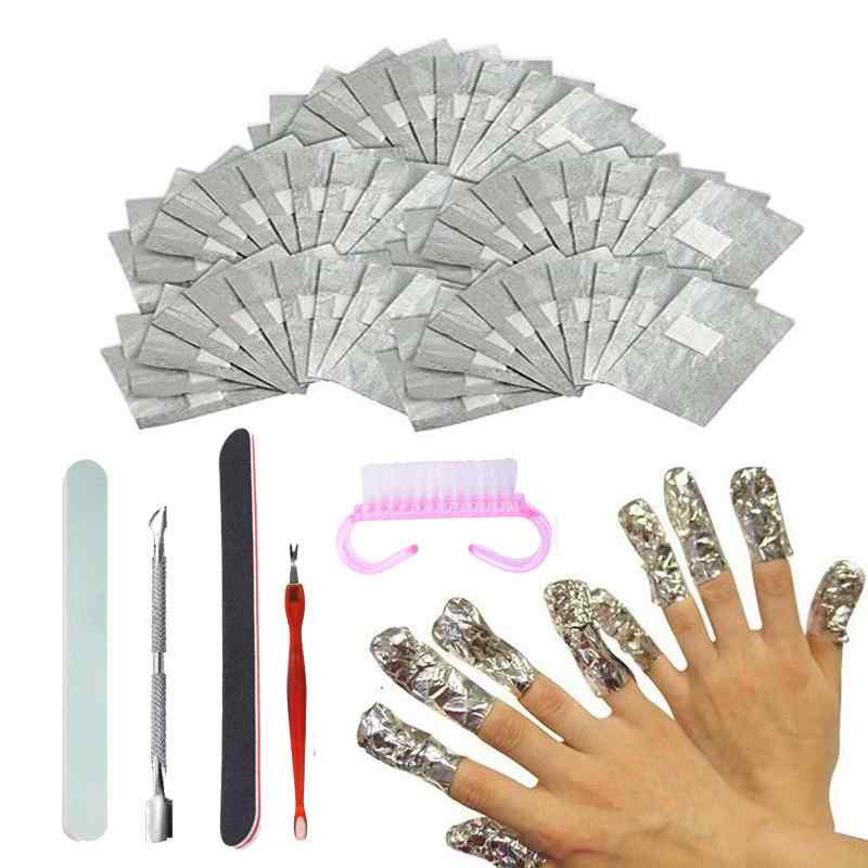 ネイルツール ジェルオフ アルミホイル メタルプッシャー 甘皮処理 キューティクルプッシャー 爪磨き シャイナー 爪やすり ダストブラシ セルフネイルケア 初心...
