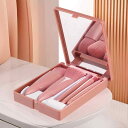 メイクブラシセット 携帯用 旅行用 5本セット 鏡付きケース 多機能 パウダーブラシ チークブラシ コンシーラーブラシ ファンデーションブラシ 人工毛 合成繊維 ケース収納
