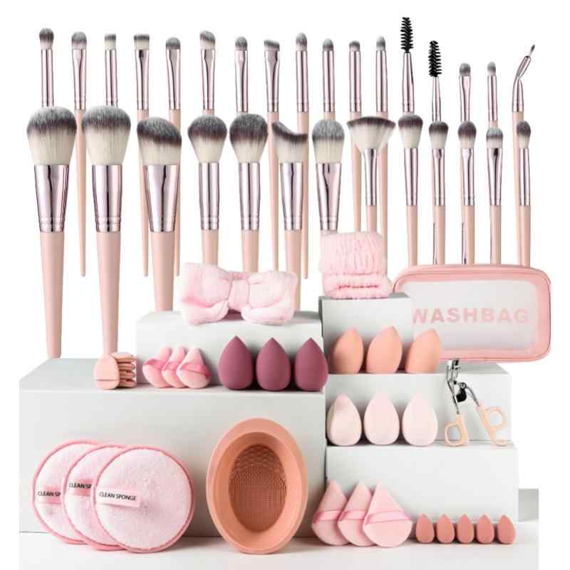メイクブラシ 20本 30本 プロ仕様 化粧筆セット 多機能 メイクスポンジ クリーニングツール 人工毛 合成繊維 初心者 ブラック ピンク ブラウン