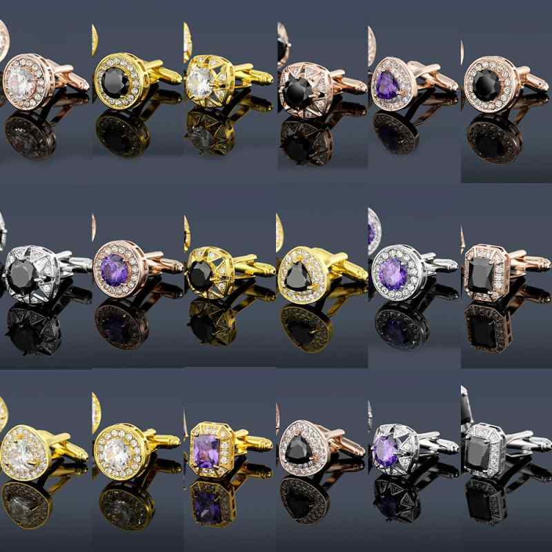 カフス メンズ レディース 銅製 ジルコニア クリスタル 欧米風 幾何学デザイン ビジネス フォーマル フ..