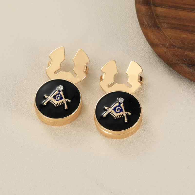 カフス メンズ レディース フリーメイソン リボン 欧米風 おしゃれ 個性的 ユニーク 万能 スーツ シャツ アクセサリー 合金 幾何学 電気メッキ加工 クリスタル ビジネス カジュアル パーティー スタイリッシュ 高級感