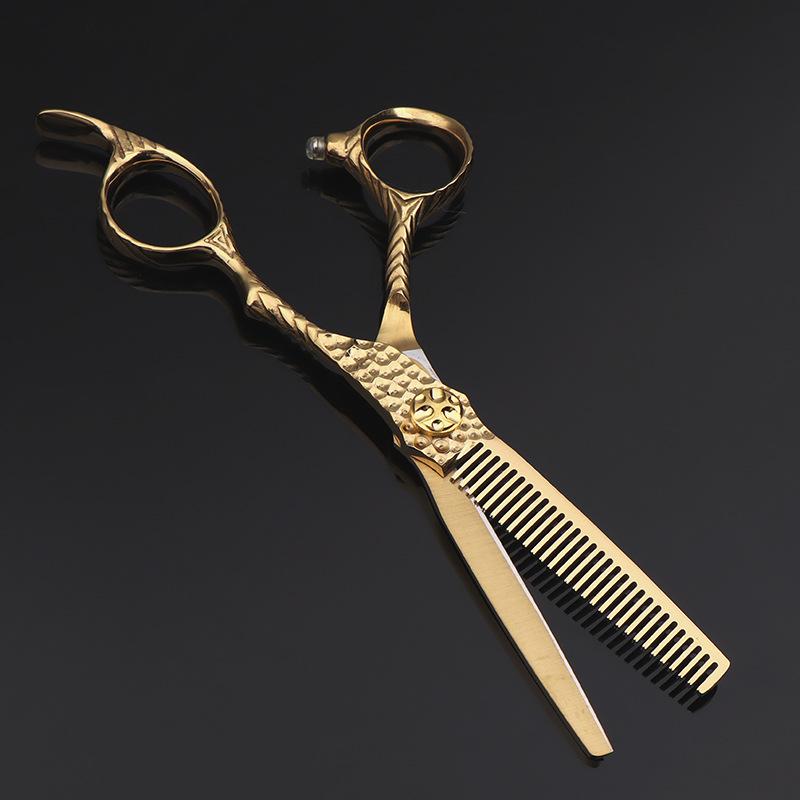 理美容シザー ゴールド 20cm プロ用 業務用 ステンレス製 カットシザー セニングシザー フィッシュボー..