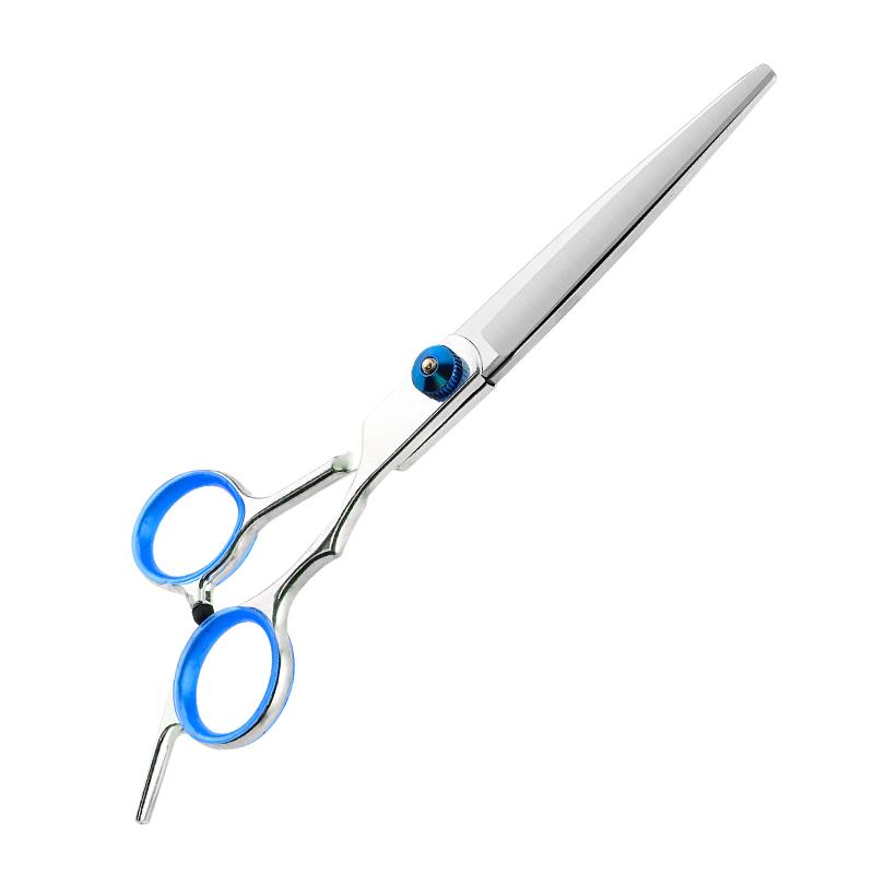 シザー ヘアカット スキバサミ 20cm ステンレス製 美容 散髪 プロ用 青ネジ 斜めハンドル 理容室 自宅..