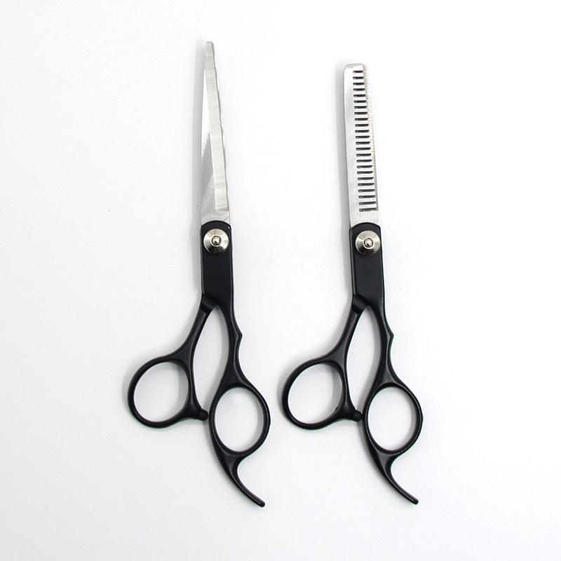 ヘアカットハサミ ブラック 分体式 ストレートカット用 スキバサミ 家庭用 自宅用 セルフカット 人間工..