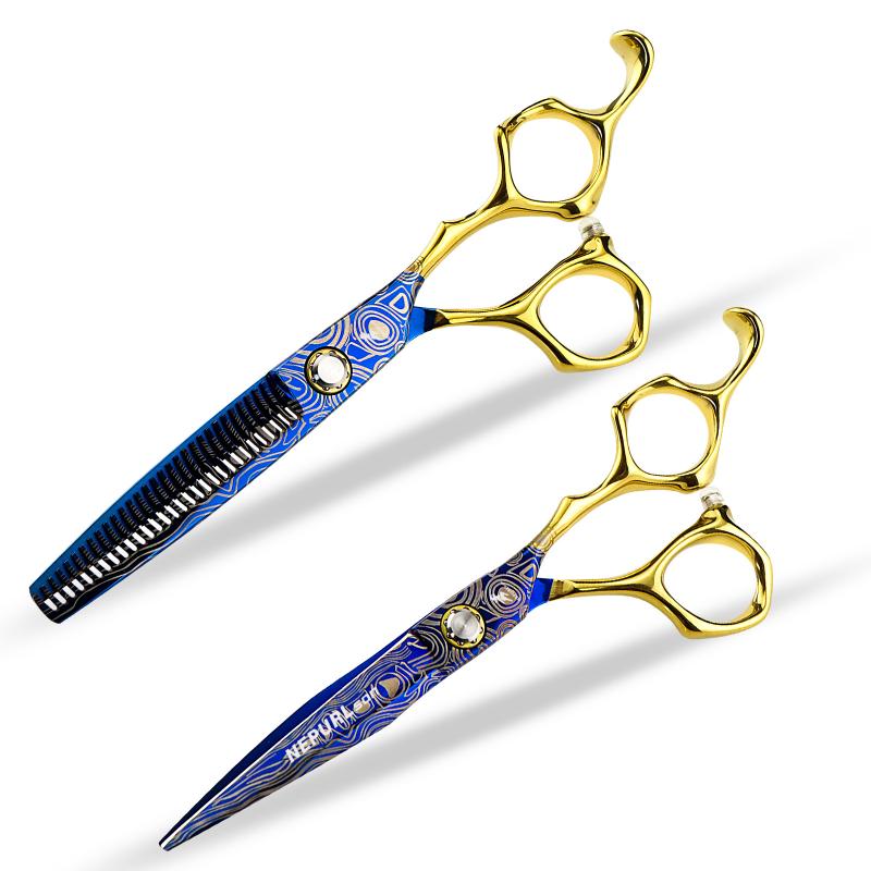 ヘアカットシザー ストレート刃 セニング 前髪用 理髪用 美容用 自宅 セルフカット プロ用 20cm ゴール..