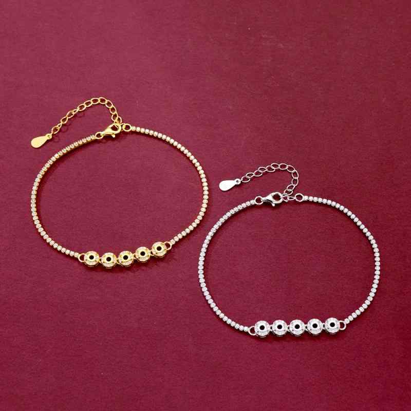 ブレスレット 空枠 はめ込み 男女兼用 S925純銀 金メッキ 円形 幾何学デザイン ライン 繊細 上品 シンプル ファッション 高級感 ライトジュエリー 万能 普段使い 通勤 ゴールドカラー プラチナカラー(4)