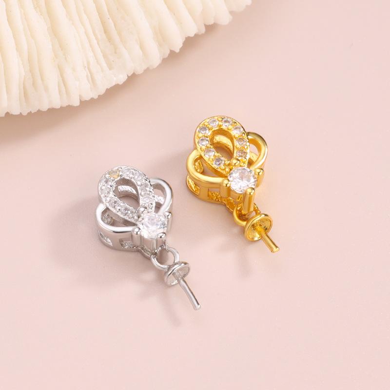 アクセサリーパーツ DIY ハンドメイド 高級感 ジルコニア 王冠 クラウン パール パール フラワーモチー..