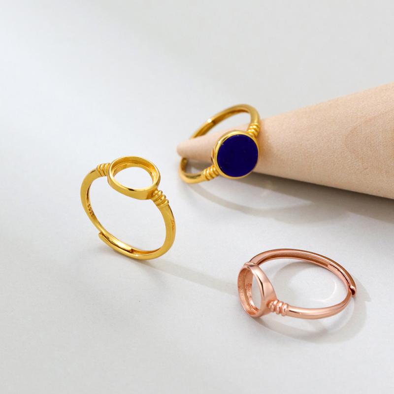 指輪 空枠 レディース S925シルバー 金メッキ ローズゴールド ゴールド ホワイトゴールド 円形 包み込みデザイン シンプル エレガント クラシック オープンリング サイズ調整可能 フリーサイズ オフィス カジュアル 普段使い リング枠(4)