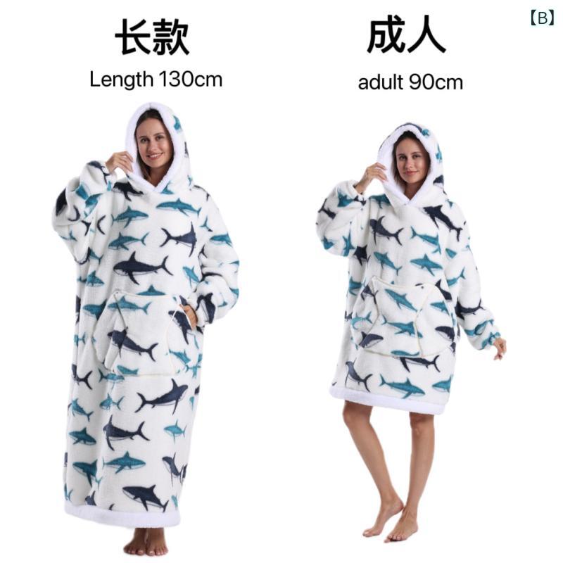 着る毛布 男女兼用 フード付き ボア 極厚 オーバーサイズ ゆったり 防寒 保温 暖かい ルームウェア 部屋着 パジャマ 秋冬 快適 ワンマイルウェア ポリエステル ニット アニマル柄 キャラクター柄 かわいい