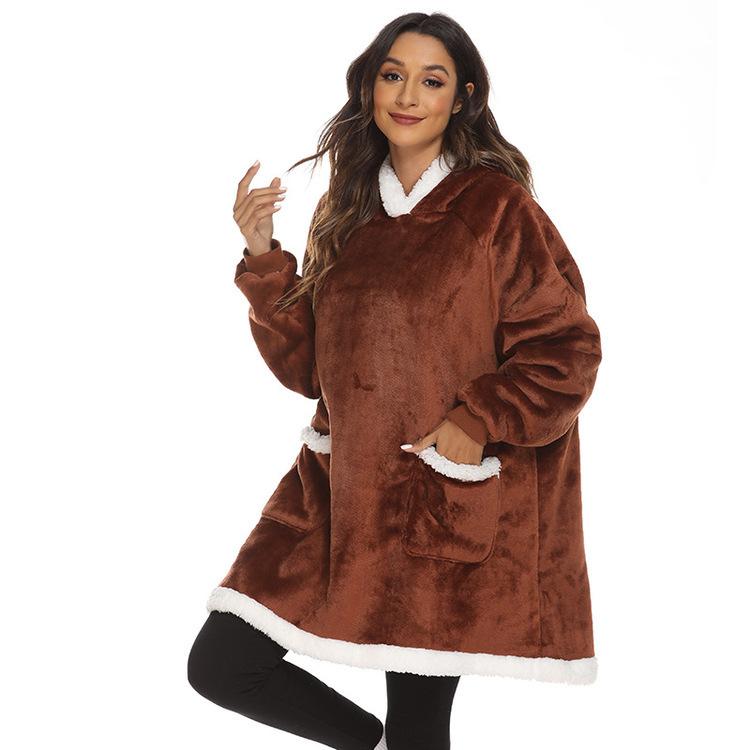 着る毛布 レディース 秋冬 ボア パーカー ロング丈 ダブルポケット ラグランスリーブ ゆったり ビッグ..