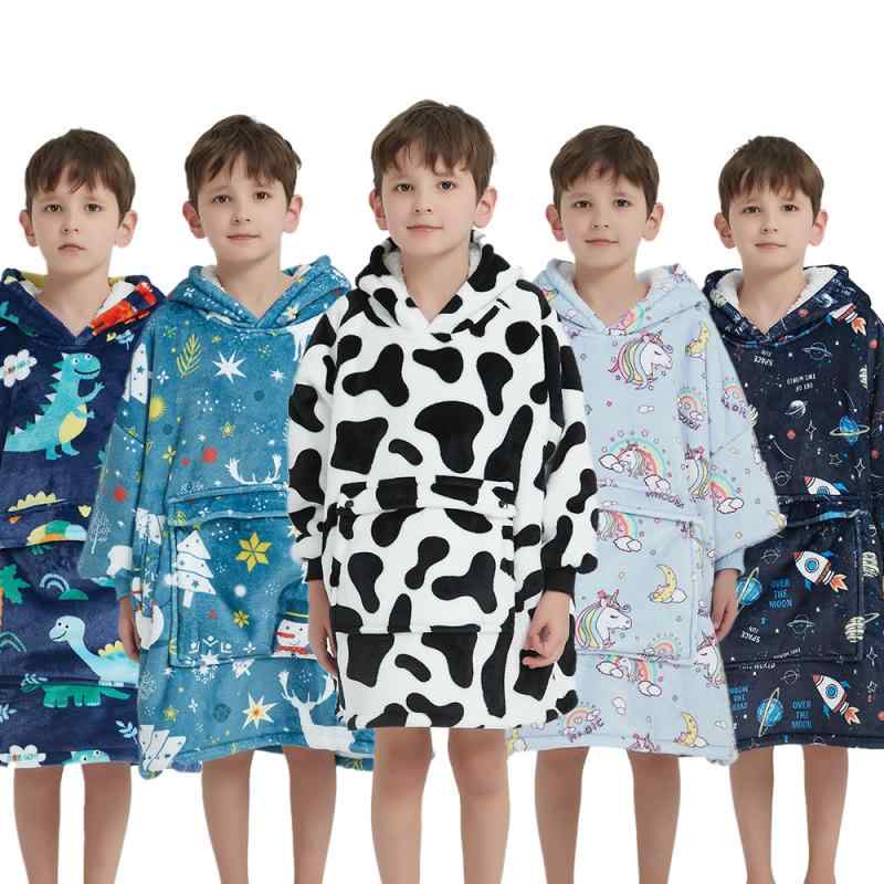 着る毛布 キッズ 子供 フランネル 厚手 二重 パーカー ルームウェア パジャマ プルオーバー もこもこ ..