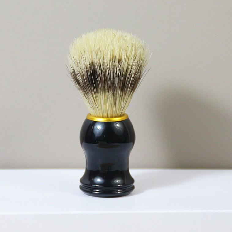 ひげブラシ 男性用 メンズ シェービング 洗顔 泡立て 猪毛 プラスチック製 ハンドル 携帯 ポータブル ..