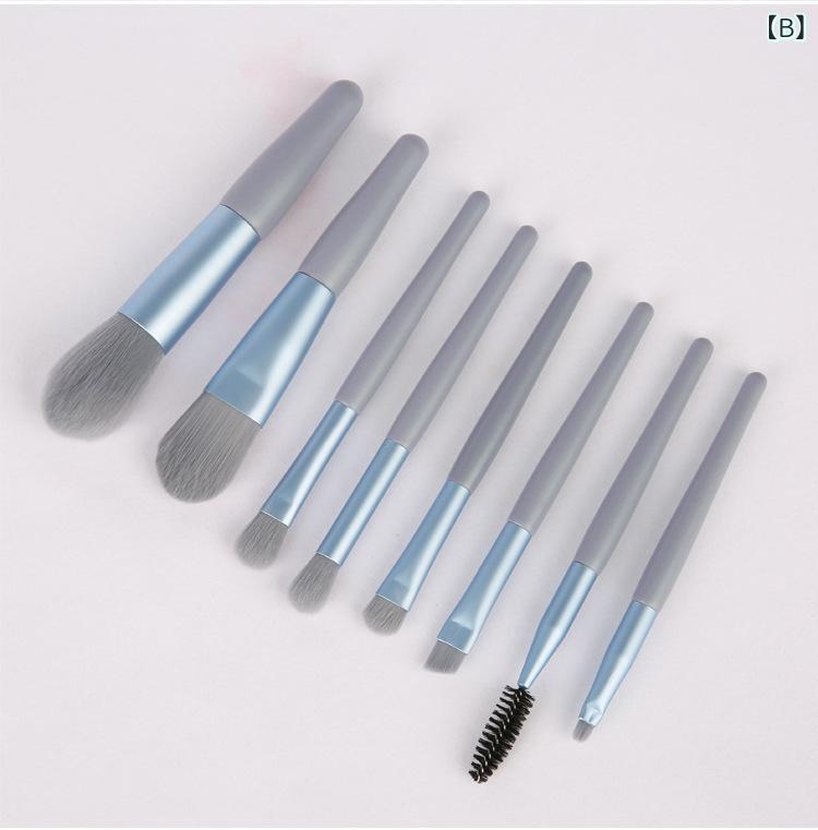 メイクブラシ ミニ 8本セット 携帯用 トラベルセット ソフト毛 人工繊維毛 アイシャドウ ファンデーション パウダー 化粧筆 メイク道具 PUレザーポーチ付き 豊富なカラー 初心者 普段使い(x3)