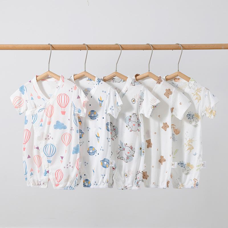 ロンパース ベビー 男の子 女の子 新生児 男女兼用 春夏 和尚肌着 竹綿 メッシュ 薄手 通気性 快適 室..