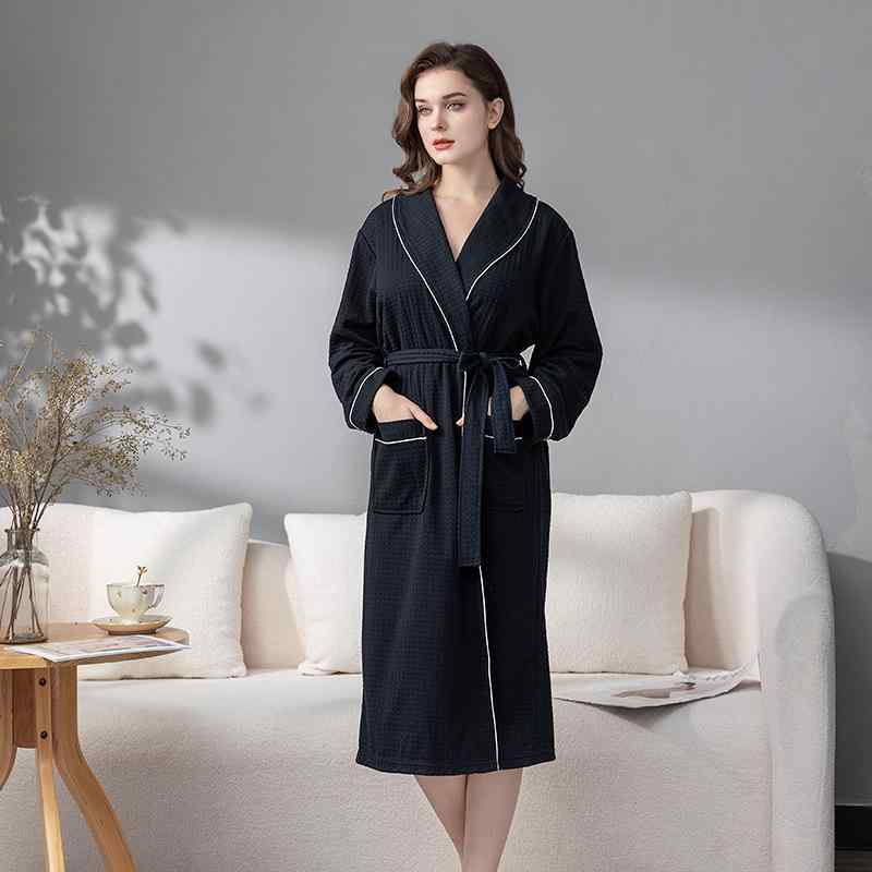 バスローブ 男女兼用 カップル ワッフル織り ソフト 柔らかい 吸水速乾 ホテル 温泉 リラックス ゆった..
