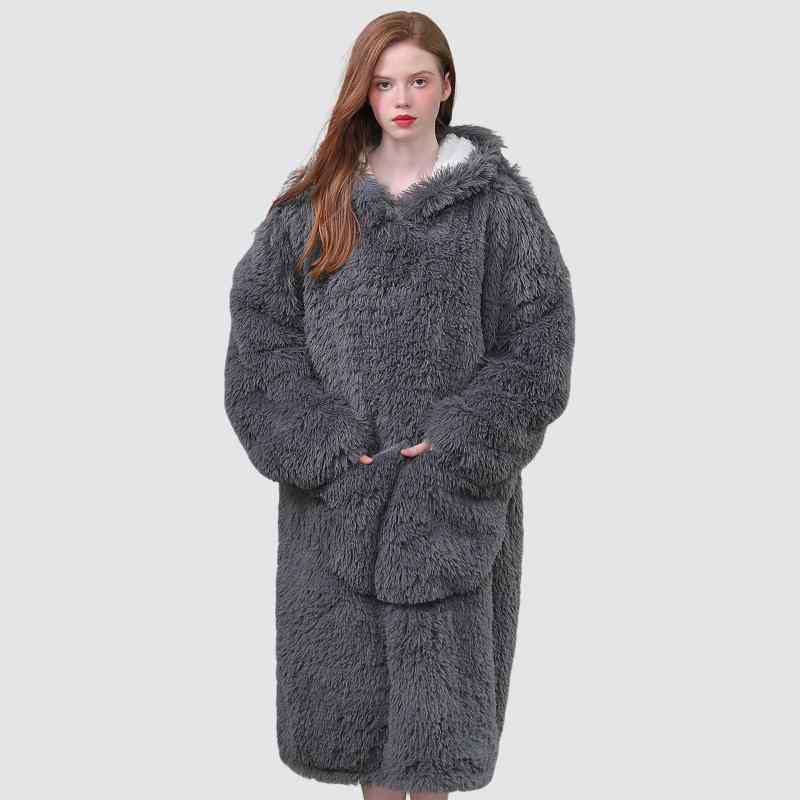 ルームウェア 男女兼用 着る毛布 厚手 極厚 フリース ボア シャギー あったか 保温 防寒 プルオーバー ..