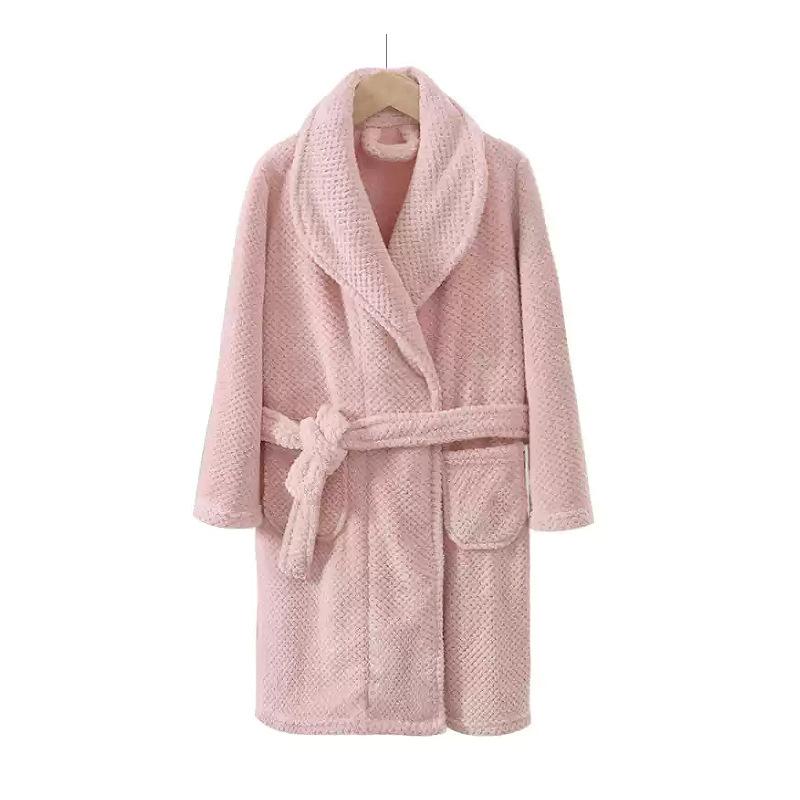 バスローブ キッズ 子供 男の子 女の子 ロング丈 冬 サンゴフリース ワッフル生地 ガウン パジャマ 部..