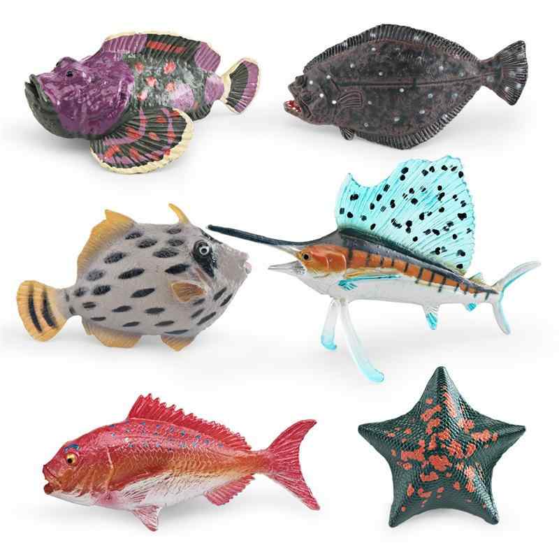 フィギュア キッズ 海洋生物 動物 リアル 模型 オニオコゼ ヒトデ キス マダイ ヒラメ カジキ PVC製 ミ..
