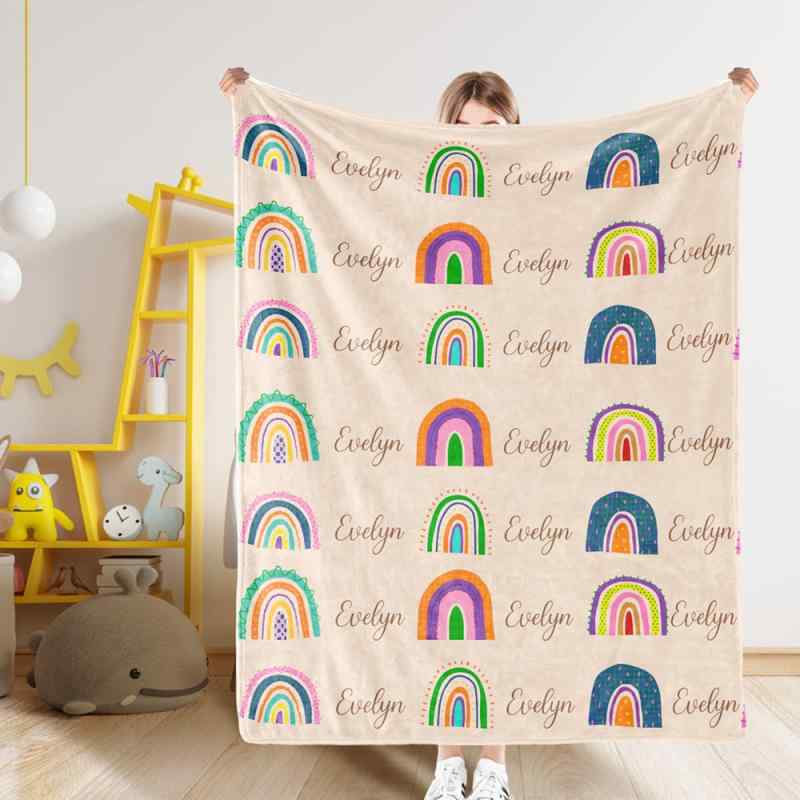 ブランケット キッズ 子供用 かわいい 虹 レインボー フランネル 毛布 膝掛け ソファカバー 掛け布団 ポリエステル繊維 ふわふわ あっ..