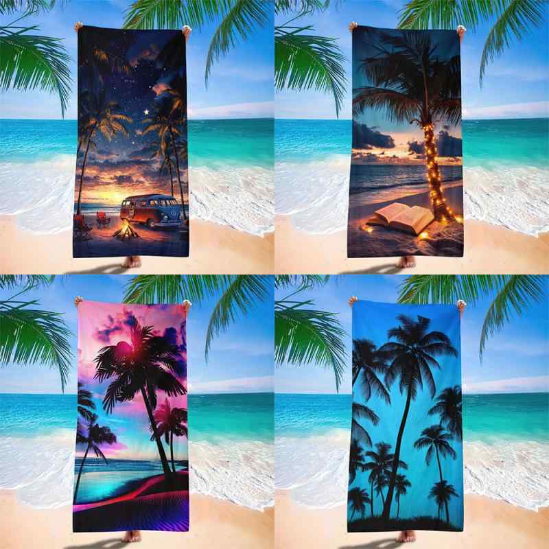 バスタオル ビーチタオル 大人用 大判 マイクロファイバー ヤシの木柄 吸水速乾 吸湿速乾 軽量 コンパクト 柔らかな肌触り 旅行 プール 海水浴 レジャー スポーツ 温泉 サマー