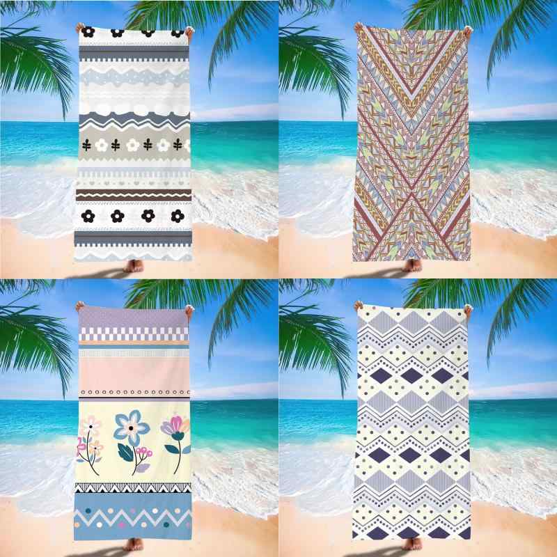 ビーチタオル バスタオル ボヘミアン柄 曼荼羅柄 花柄 ストライプ柄 幾何学模様 レトロ柄 デジタルプリ..
