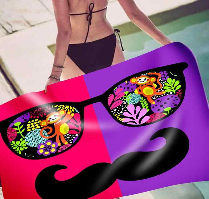 ビーチタオル バスタオル 長方形 レトロ 欧米風 ヴィンテージ 手書き風イラスト 3Dデジタルプリント 超吸収マイクロファイバー 海 プール レジャー アウトドア