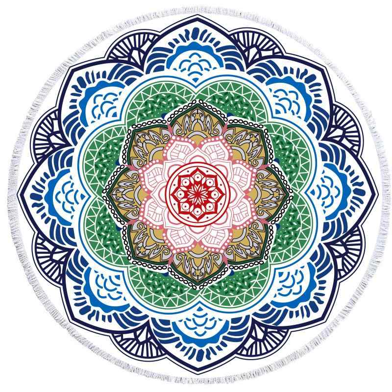 ビーチタオル マイクロファイバー 吸水速乾 大判 薄手 軽量 コンパクト 刺繍 手描き マンダラ柄 おしゃ..