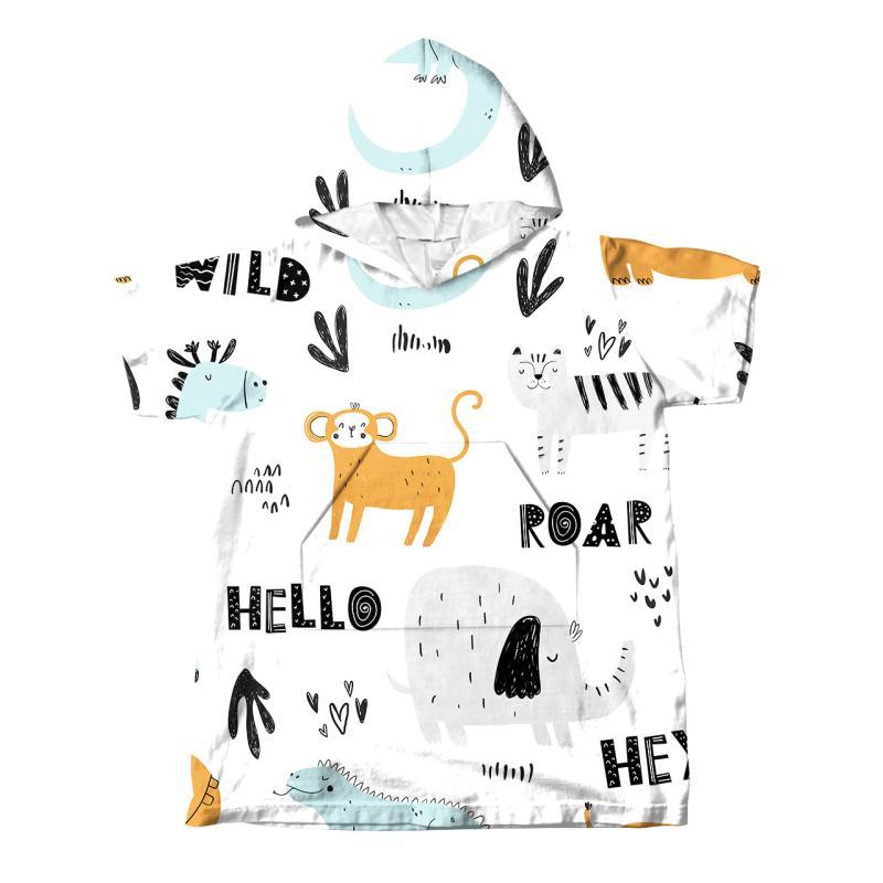 バスタオル ビーチタオル 大人 子供兼用 フード付き アニマル柄 ポケット 袖あり マイクロファイバー 柔らかい肌触り 吸水速乾 軽量 水泳 プール 海水浴 お風呂上り レジャー 春夏(x2)