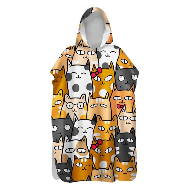 ポンチョタオル キッズ フード付き アニマル柄 かわいい 両面フリース 吸水速乾 防寒 保温 春夏 海水浴 プール 水泳 アウトドア マリンスポーツ ダイビング後(x2)