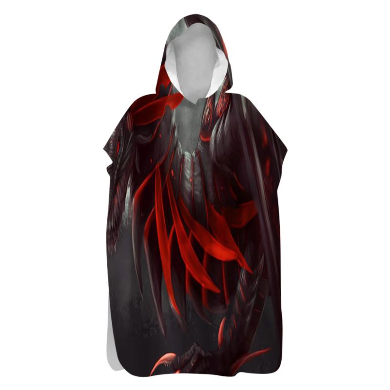 バスローブ ポンチョタオル 速乾 吸水 フード付き マイクロファイバー 両面起毛 保温 龍柄 ドラゴン柄 スイミング ダイビング プール ビーチ アウトドア 湯上り(x2)