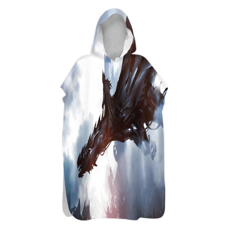 ポンチョタオル フード付き 速乾 吸水 マイクロファイバー 両面フリース プリント柄 バスローブ 着替え..