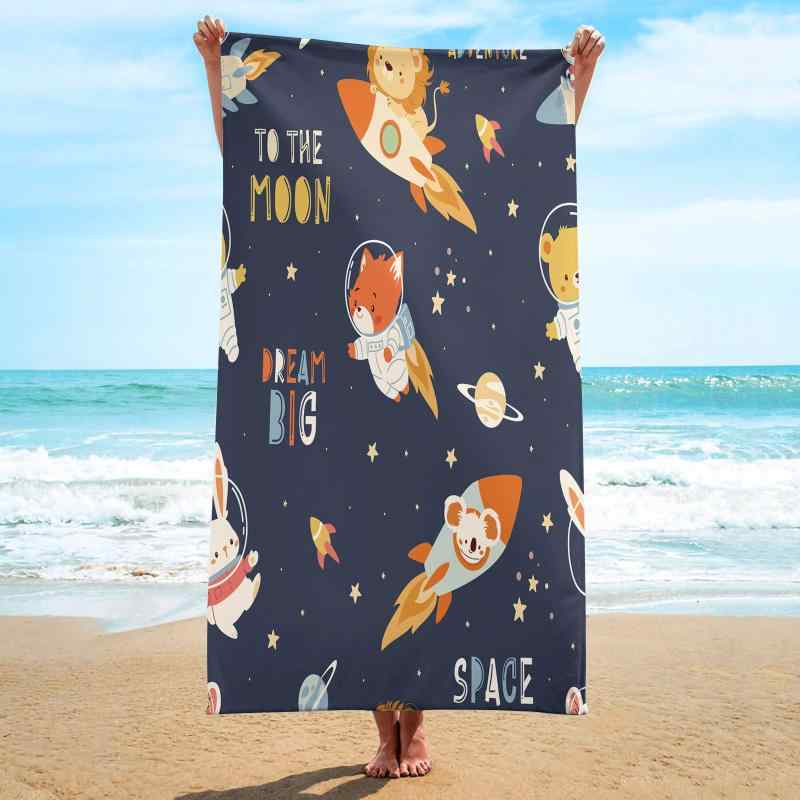 ビーチタオル 超極細繊維 マイクロファイバー 大判 スクエア ショール 吸湿速乾 薄手 軽量 宇宙柄 海水浴 プール レジャー スポーツ 旅行用(x2)