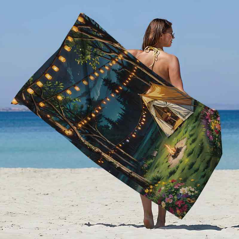 ビーチタオル マイクロファイバー 速乾 吸水 大判 正方形 スクエア 軽量 薄手 柔らかい キャンプ アウ..