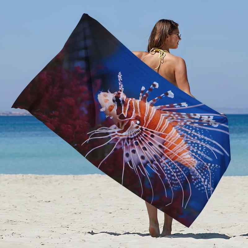 バスタオル ビーチタオル 海洋柄 マリン柄 3Dデジタルプリント 超吸収 マイクロファイバー 吸水速乾 軽量 大判 長方形 プール 海水浴 スポーツ レジャー ビーチマット 春夏(x2)