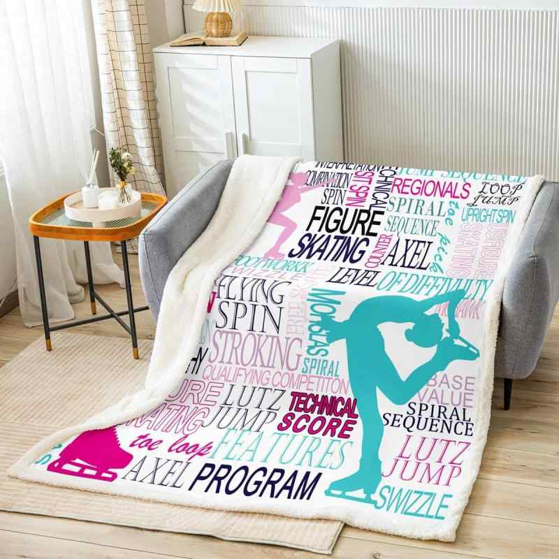 ブランケット キッズ ガールズ レディース スケート スポーツ レーシング柄 ベッド用 ソファ用 ポリエ..
