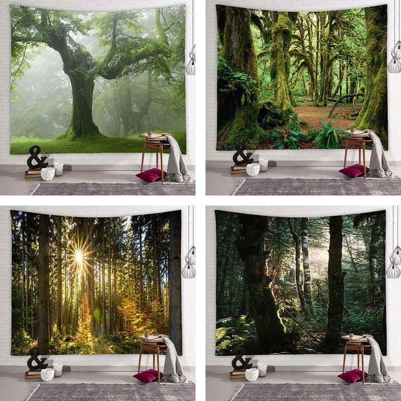 タペストリー 森林 風景 ウォールデコレーション 壁掛け インスタ映え 北欧 ポリエステル製 リビング 寝室 書斎 子供部屋 インテリア 装飾 ファブリックポスター 背景布 大判