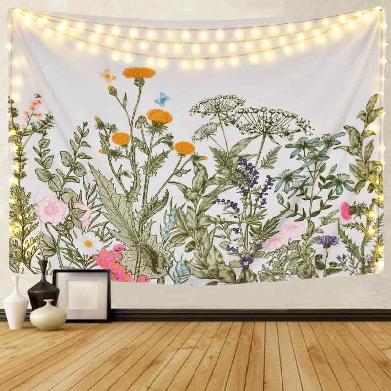 タペストリー カラフル 花柄 ボタニカル レトロ ハーブ ワイルドフラワー 自然風景 壁掛け ウォールデ..
