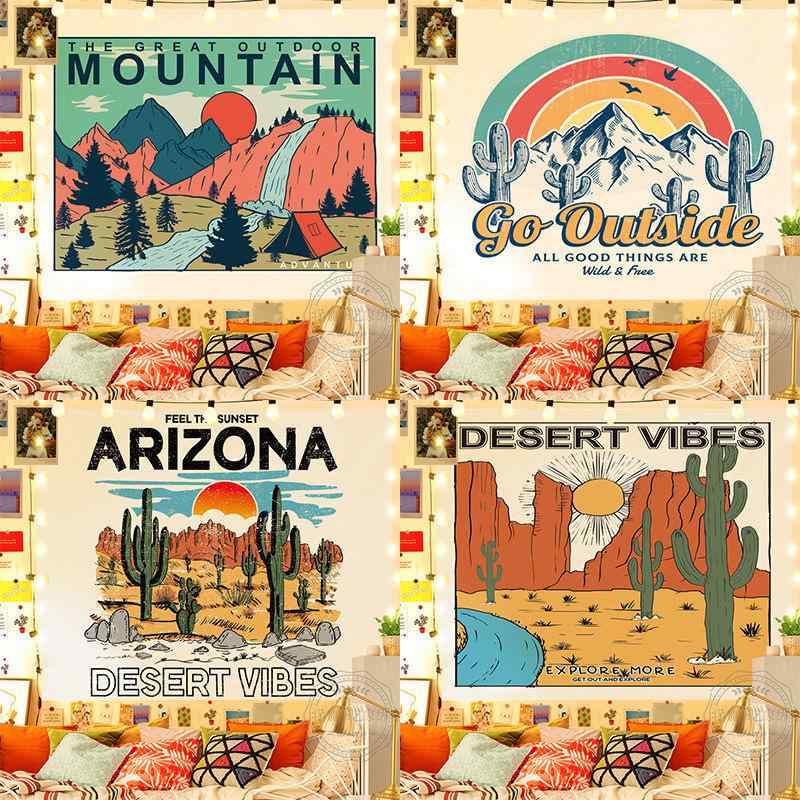 タペストリー アメリカンレトロ ヴィンテージ 風景柄 ウォールデコ おしゃれ インテリア 壁飾り キャンプ アウトドア 撮影背景 寝室 ベッドルーム 賃貸 一人暮らし 模様替え ポリエステル製