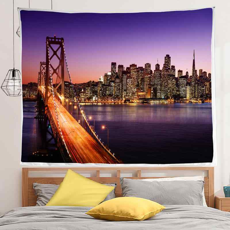 タペストリー 都市風景 ウォールタペストリー 壁掛け インテリアクロス ポリエステル製 装飾 背景布 リ..