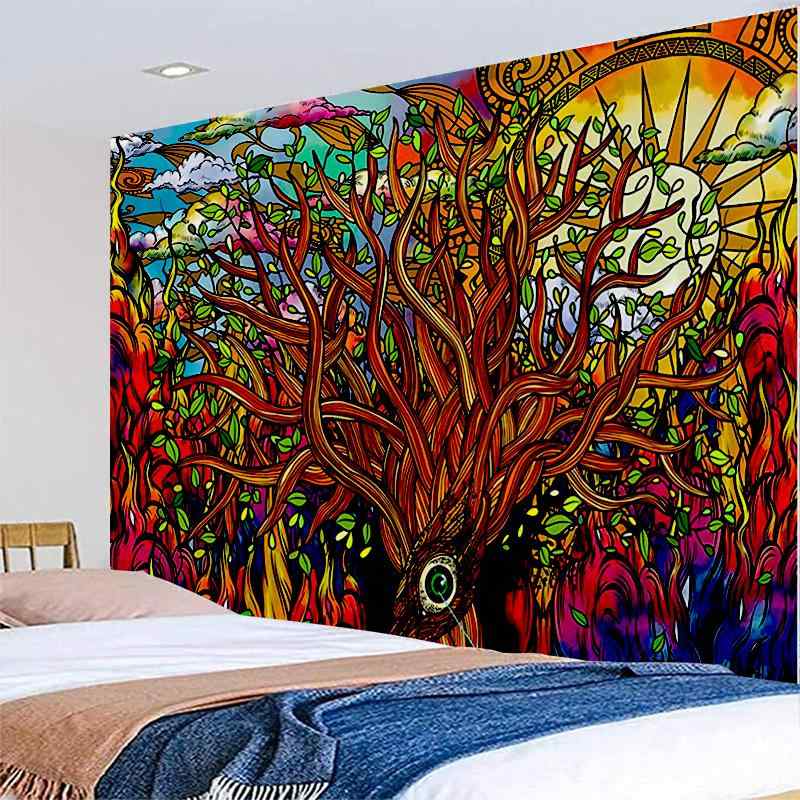 タペストリー 生命の樹 太陽 壁掛け インテリア 部屋飾り リビング 寝室 ベッドサイド ウォールデコレーション おしゃれ モダン 神秘的 ポリエステル繊維 長方形 洗濯可能