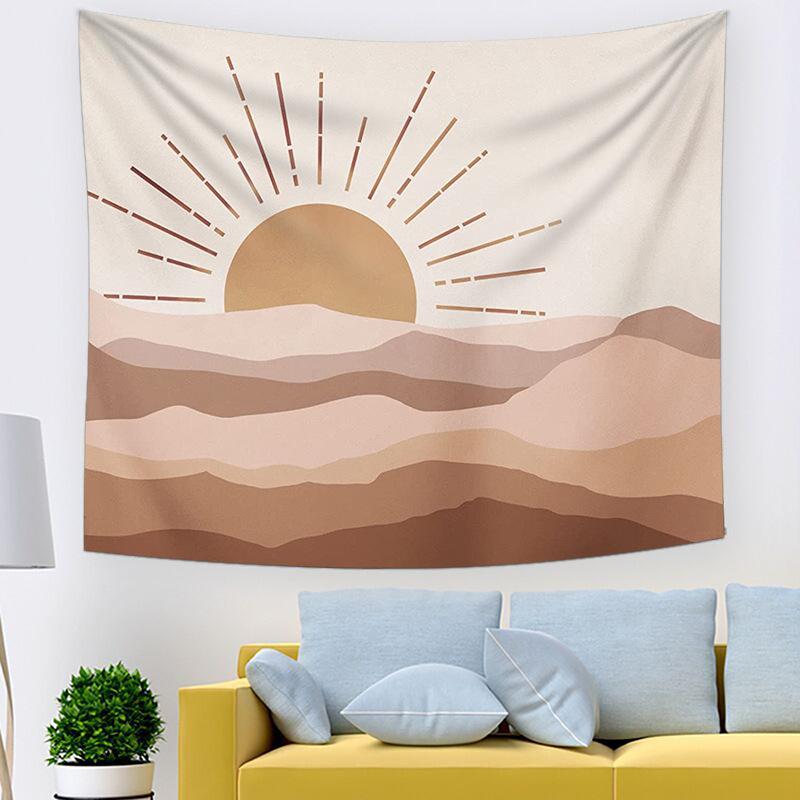 タペストリー 金箔山デザイン サンセット柄 インスタ風 シンプル モダン リビング 寝室 ベッドサイド ライブ配信背景 インテリア 壁飾り ポリエステル 長方形 洗濯機洗い可