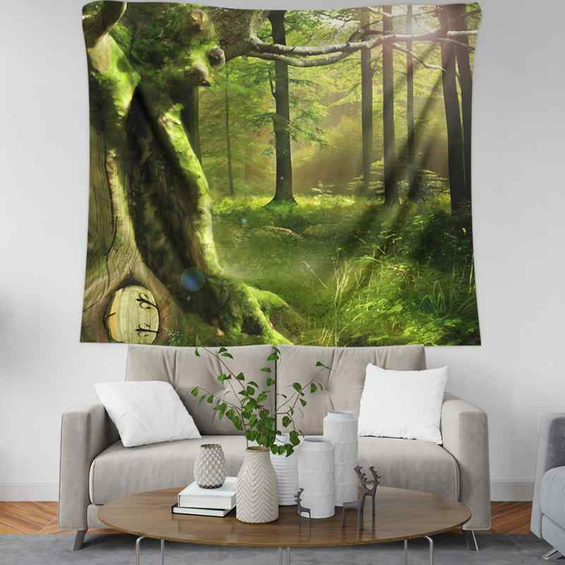 タペストリー 広幅 大判 おしゃれ 幻想的な森 3Dプリント ポリエステル ウォッシャブル 起毛素材 インテリア 壁掛け リビング 寝室 書斎 部屋飾り 模様替え(x2)