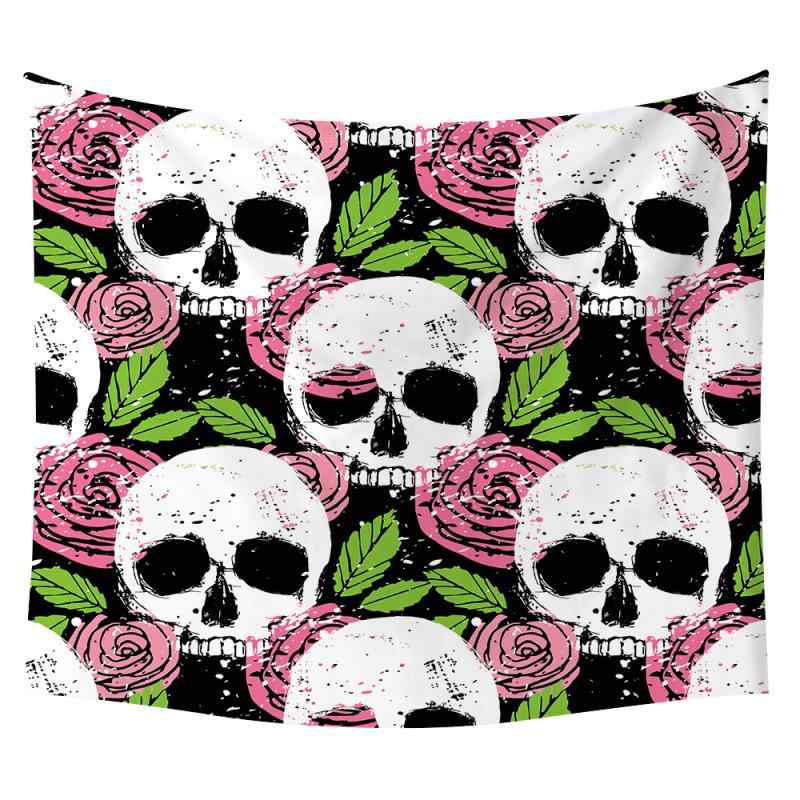 タペストリー スカル ドクロ柄 ポリエステル プリント 壁掛け ウォールデコレーション ビーチタオル クッション 長方形 多機能 おしゃれ リビング 寝室 子供部屋 インテリア アウトドア(x2)